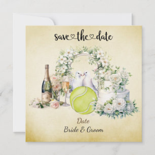 Tennis Save the date Wedding Party  Invitation