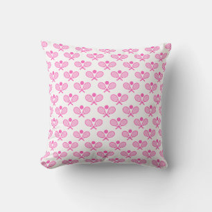 Tennis Seamless Pattern - Pink Racket and Ball on  Cushion