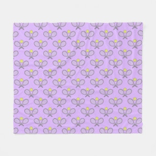 Tennis Seamless Pattern - Racket and Ball Fleece Blanket
