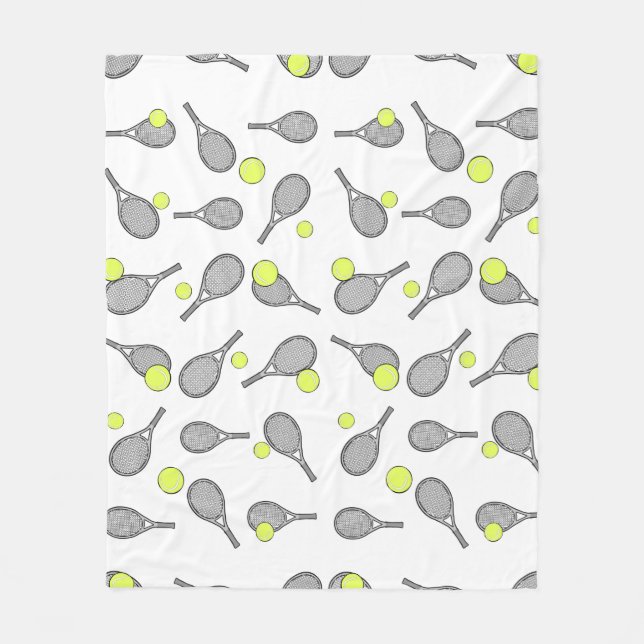 Tennis Seamless Pattern - Racket and Ball  Fleece Blanket (Front)