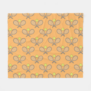 Tennis Seamless Pattern - Racket and Ball Fleece Blanket