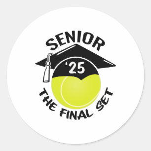 Tennis Senior 2025 The Final Set Graduation Cap Classic Round Sticker