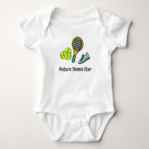 Tennis shoe racket ball for Future Tennis Star  Baby Bodysuit