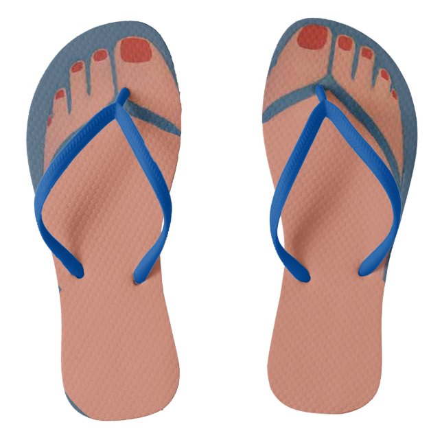 Tennis Shoe, Red Toes Flip Flops (Footbed)