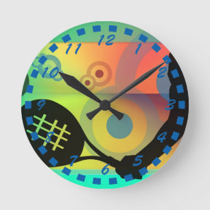 Tennis Silhouette artwork design Round Clock