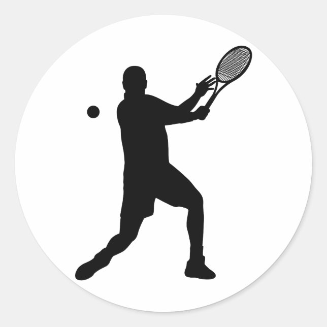 tennis silhouettes classic round sticker (Front)