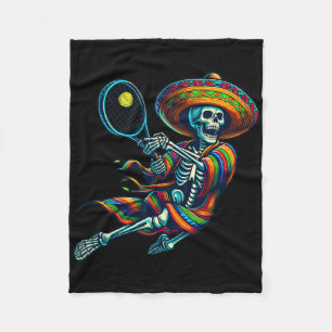 Tennis Skeleton Mexican Sombrero Cinco De Mayo Ten Fleece Blanket