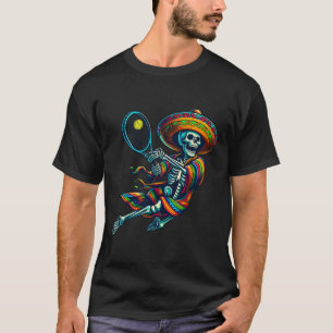 Tennis Skeleton Mexican Sombrero Cinco De Mayo Ten T-Shirt