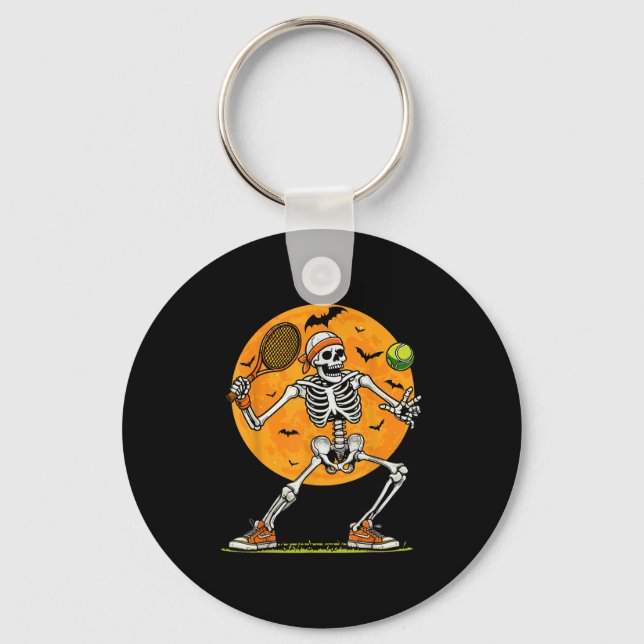 Tennis Skeleton Soky Boys Funny Halloween Tennis P Key Ring (Front)