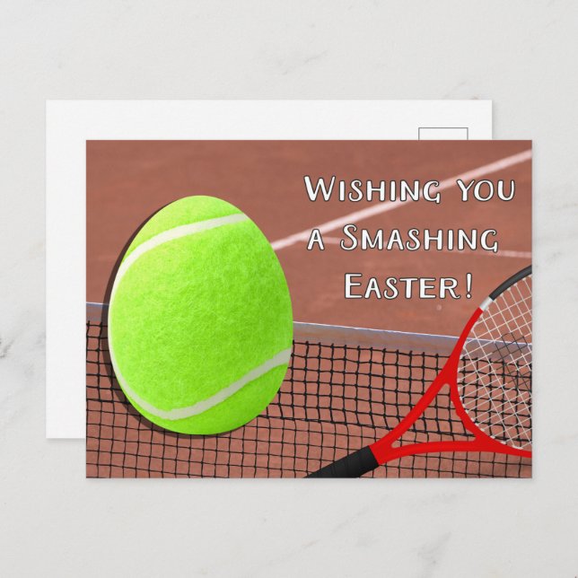 Tennis Smashing Easter with Tennis ball Easter Egg Holiday Postcard (Front/Back)