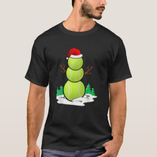 Tennis Snowman Balls Christmas Pajama Gifts Men Bo T-Shirt