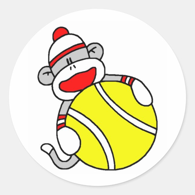 Tennis Sock Monkey Classic Round Sticker (Front)