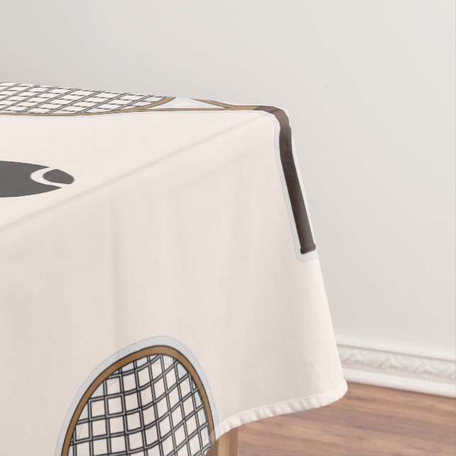 Tennis Soft Pink & Brown Custom Name Girly Sports  Tablecloth (In Situ)
