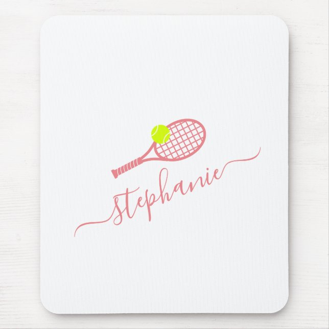 Tennis Sport Monogram Name Personalised Mouse Mat (Front)