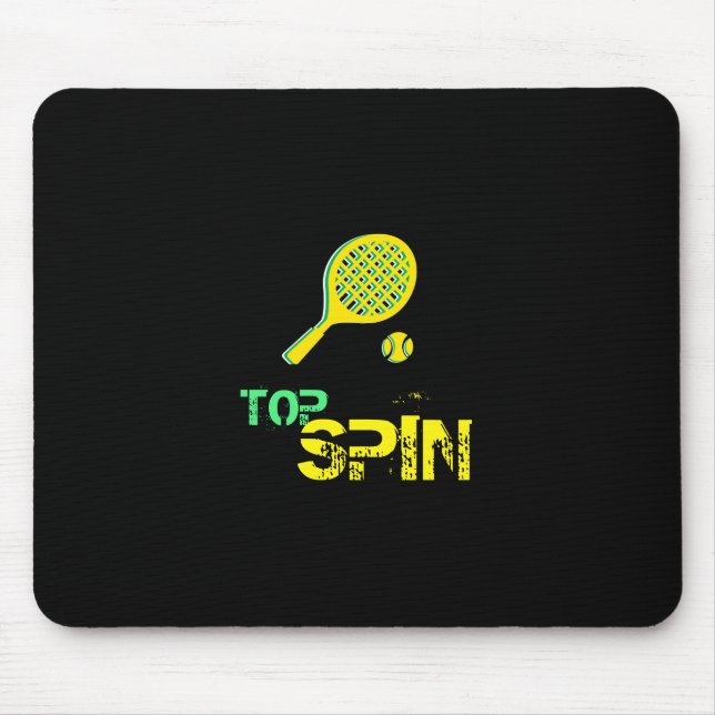 Tennis Sport Pop Art, Green & Yellow Racket & Ball Mouse Mat (Front)