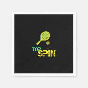 Tennis Sport Pop Art, Green & Yellow Racket & Ball Napkin