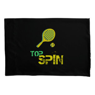 Tennis Sport Pop Art, Green & Yellow Racket & Ball Pillowcase