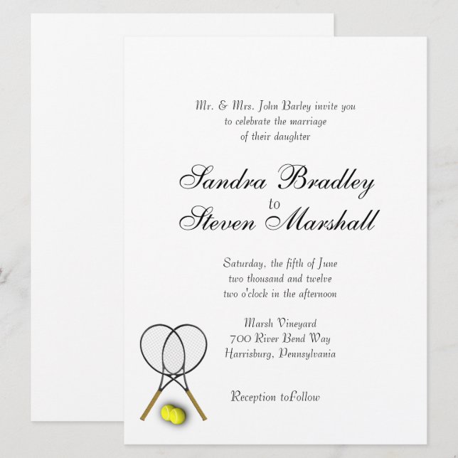 Tennis Sport Theme Wedding Invitations (Front/Back)