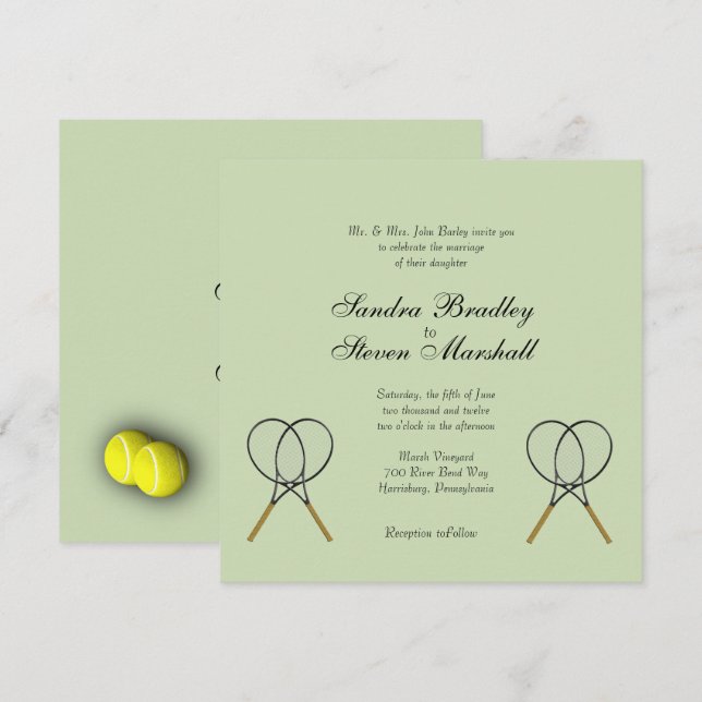 Tennis Sport Theme Wedding Invitations (Front/Back)
