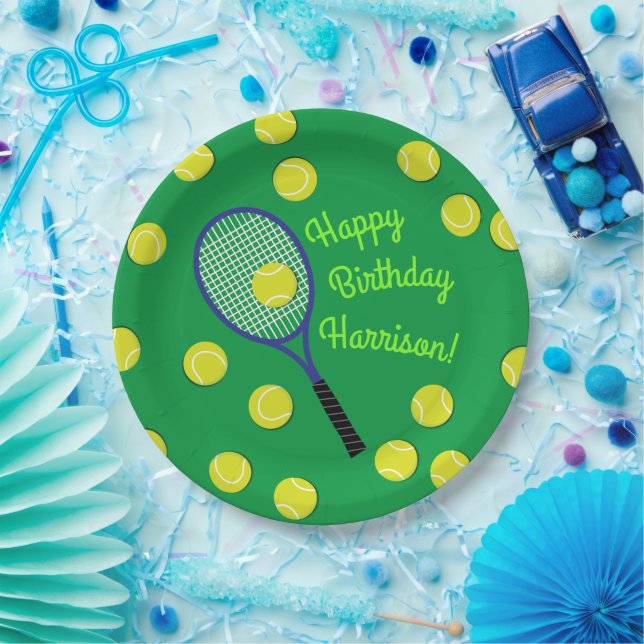 Tennis Sports Birthday Party Paper Plate (Party)