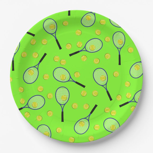 Tennis Sports Birthday Party Paper Plate (Front)