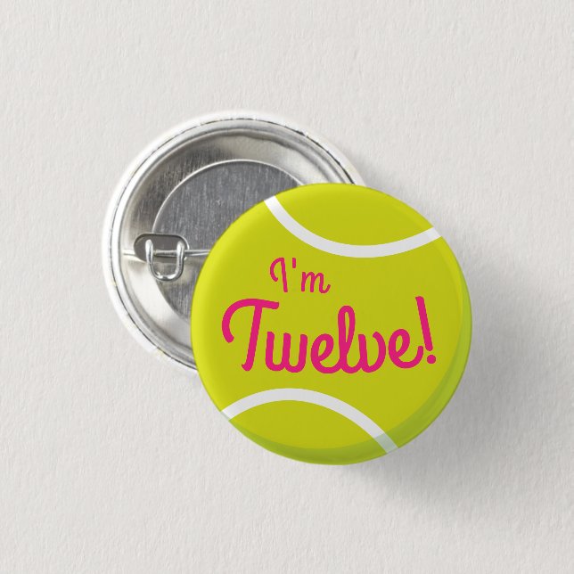 Tennis Sports Birthday Party Pink 3 Cm Round Badge (Front & Back)