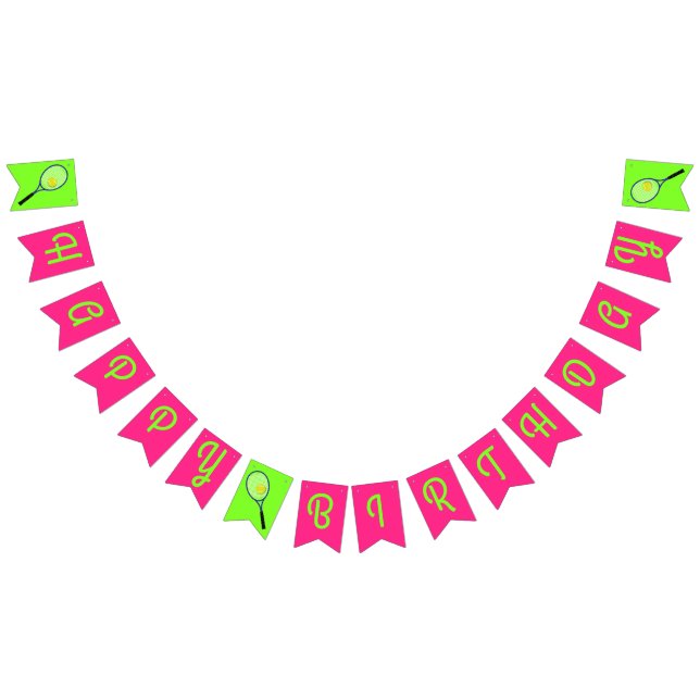 Tennis Sports Birthday Party Pink Bunting (All)