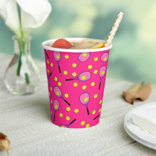 Tennis Sports Birthday Party Pink Paper Cups