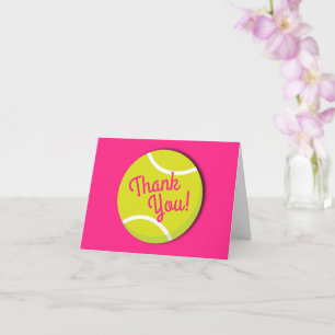 Tennis Sports Birthday Party Pink Thank You Card