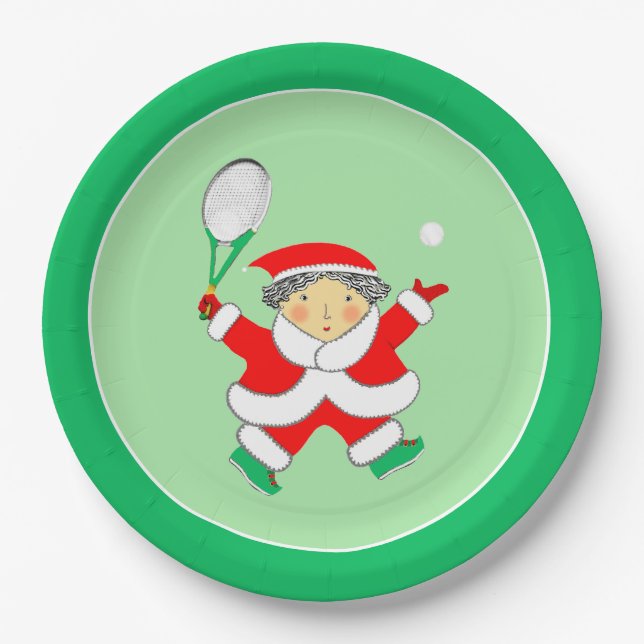 Tennis Sports Christmas Party Paper Plate (Front)