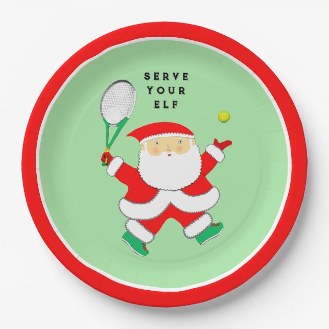 Tennis Sports Christmas party paper plate (Front)