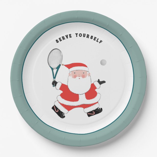 Tennis Sports Christmas party paper plate (Front)