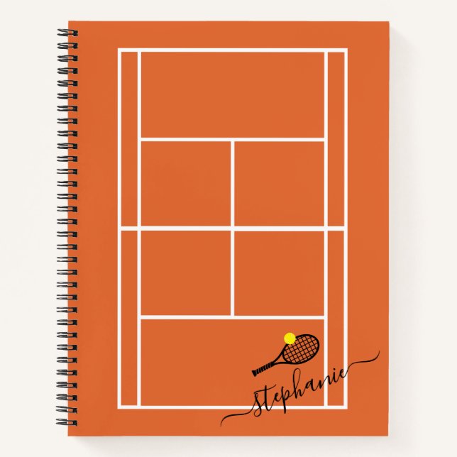 Tennis Sports Clay Court Personalised Elegant Notebook (Front)