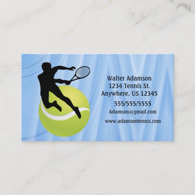 Tennis Sports Emphasis player2 ball Personalise Business Card (Front)