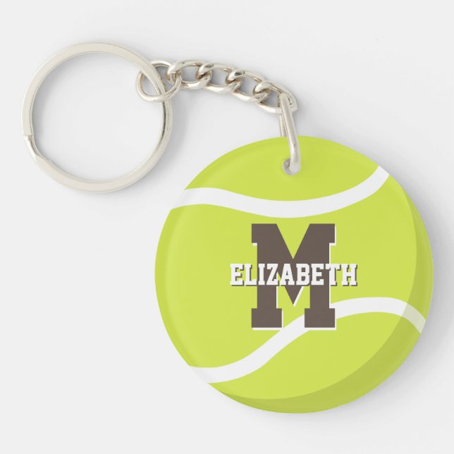 tennis sports gifts girls boys personalised key ring (Front)
