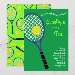 Tennis Sports Kids Birthday Party Invitation