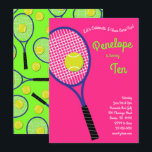 Tennis Sports Kids Birthday Party Pink Girls Invitation<br><div class="desc">These adorable mod colourful cute tennis birthday party invitations are perfect for a sports theme birthday celebration! Customise the text to make them your own. The modern look and feel is the perfect way to celebrate your little one that loves to play tennis on their birthday! Perfect in pink for...</div>