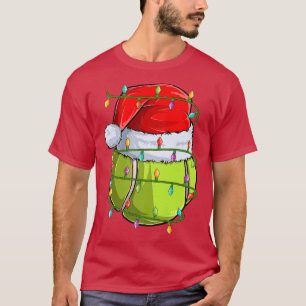 Tennis Sports Lover Xmas Lights Santa Tennis Ball  T-Shirt