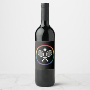 Tennis Sports Rainbow LGBTQ Gay Pride Ally Wine Label