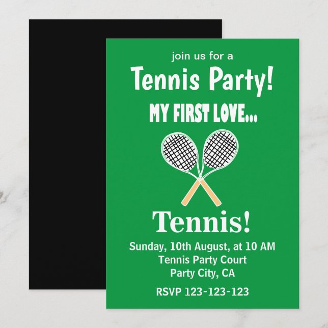 Tennis Sports Tennis Party Invitation (Front/Back)
