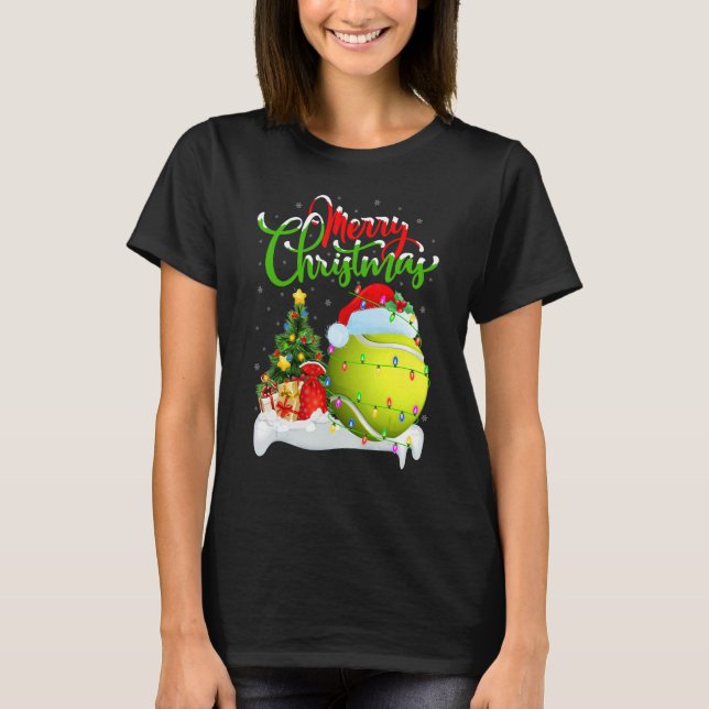 Tennis Sports   Xmas Decorations Santa Tennis Chri T-Shirt (Front)