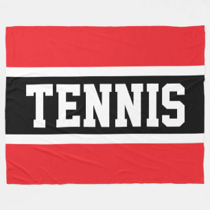 TENNIS Sporty Black White Stripes Fleece Blanket