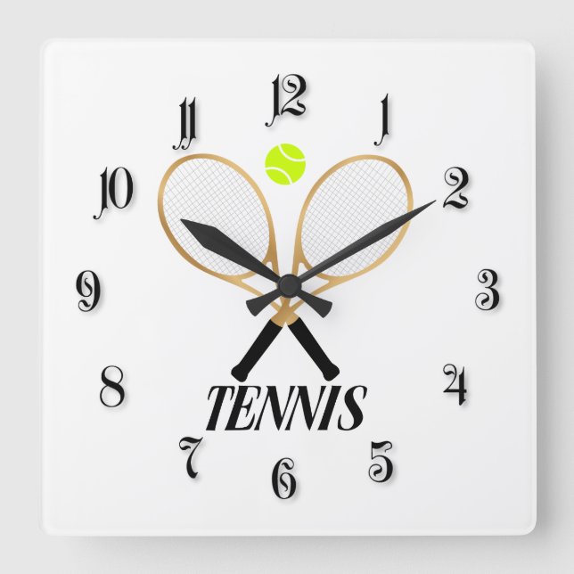Tennis Square Wall Clock (Front)