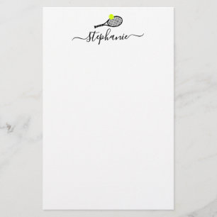 Tennis Stationery Paper Script Personalised Name