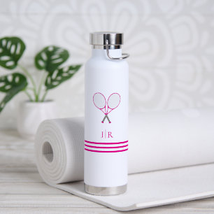 Tennis Stationery Pink Racquet Monogram   Water Bottle