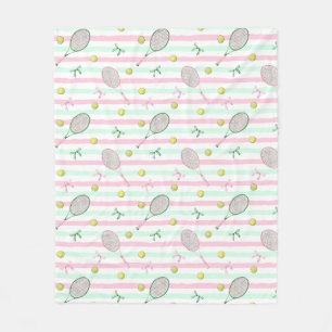 Tennis Stripes Pale Green and Pink Fleece Blanket