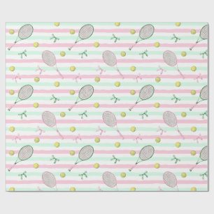 Tennis Stripes Pale Green and Pink Wrapping Paper