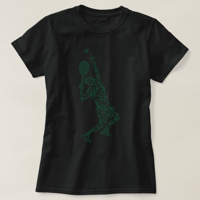 Tennis T Shirt Player Positions Balls Racket in dr (Design Front)