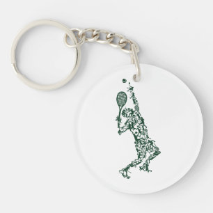 Tennis T Shirt - Player Positions Balls Racket in  Key Ring