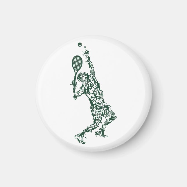 Tennis T Shirt - Player Positions Balls Racket in  Magnet (Front)